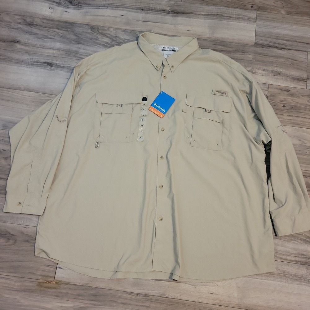COLUMBIA PFG Bahama II Size 4X Beige UPF 30 Men's Shirt Big&Tall RETAIL $65 NEW‎